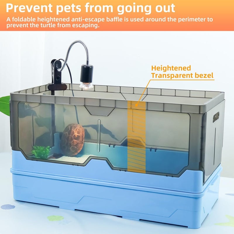 RunDuck Turtle Habitat Tank Kit– Fresh Filtration, Waterplay Fun, Diverse Living, Heat Lamp, Water Pump and Convenient Water Changes in Turtle cage Tanks (Blue, XL) - Image 3